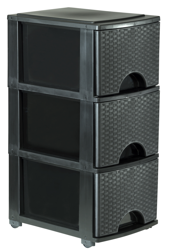 Tower med skuffer A4 – RATTAN – sort